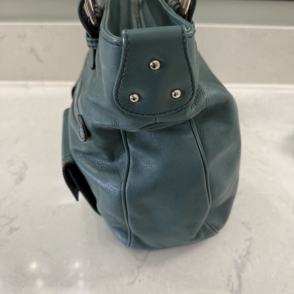 Marc Jacobs Stella Leather Tote Shoulder Handbag Purse Peacock Blue Silver New - Picture 10 of 16